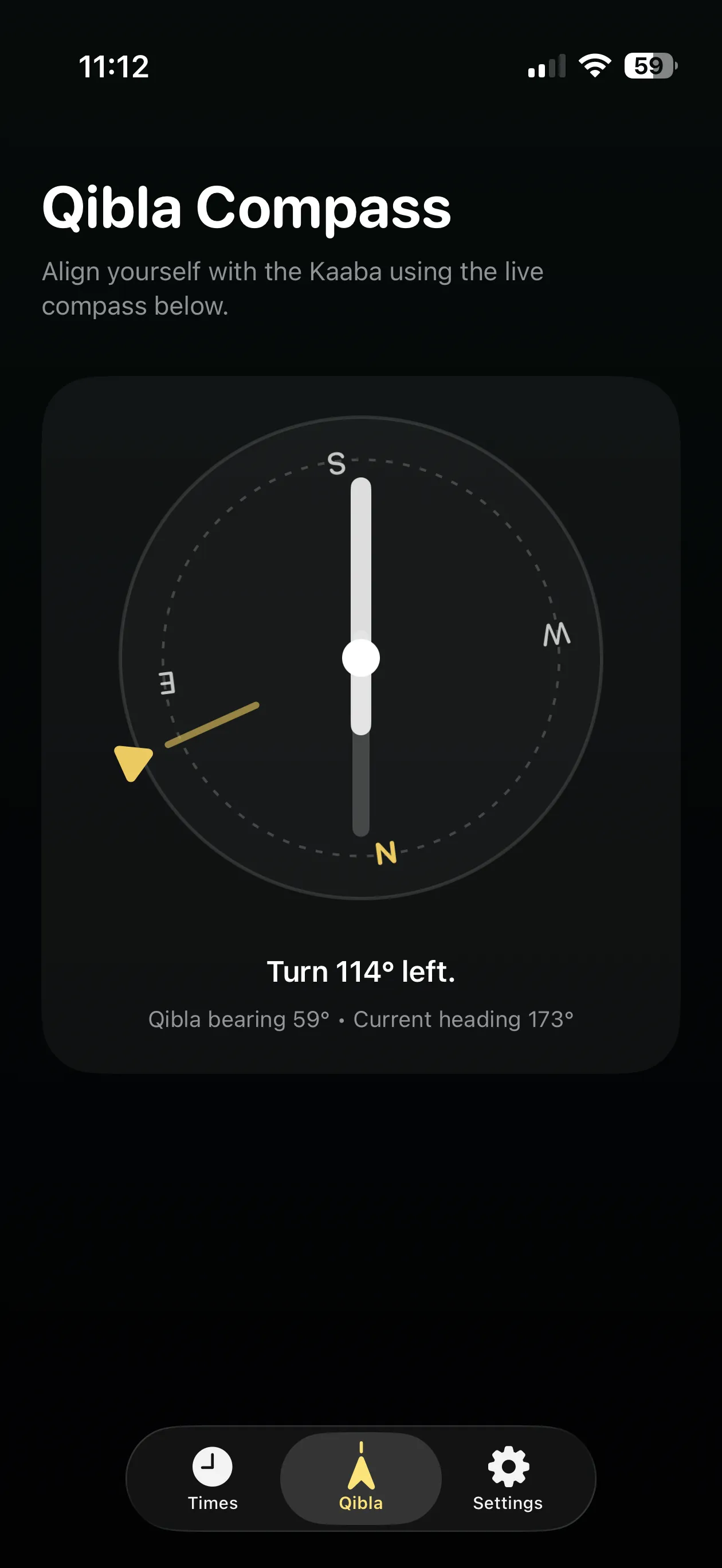 FiveTimes Qibla compass for Muslim prayer direction